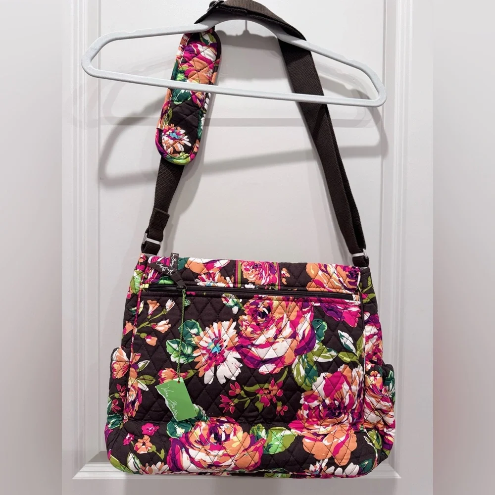 NWT Vera Bradley Messenger Baby Bag in English Rose Floral